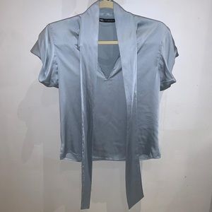 NWOT Zara blouse with neck tie size XS